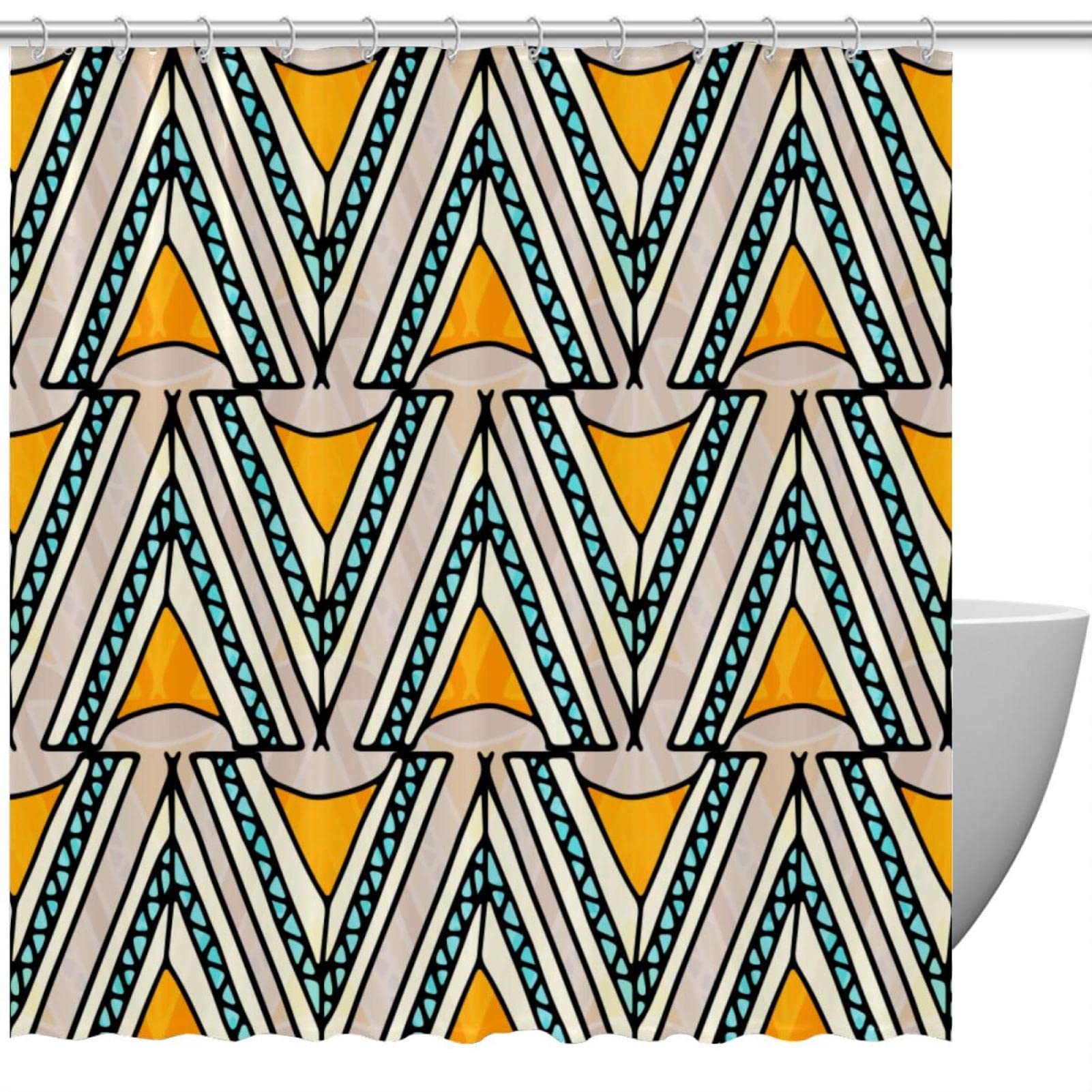 Rideau de douche bohème imperméable 183x183 cm coloré pour salle de bain