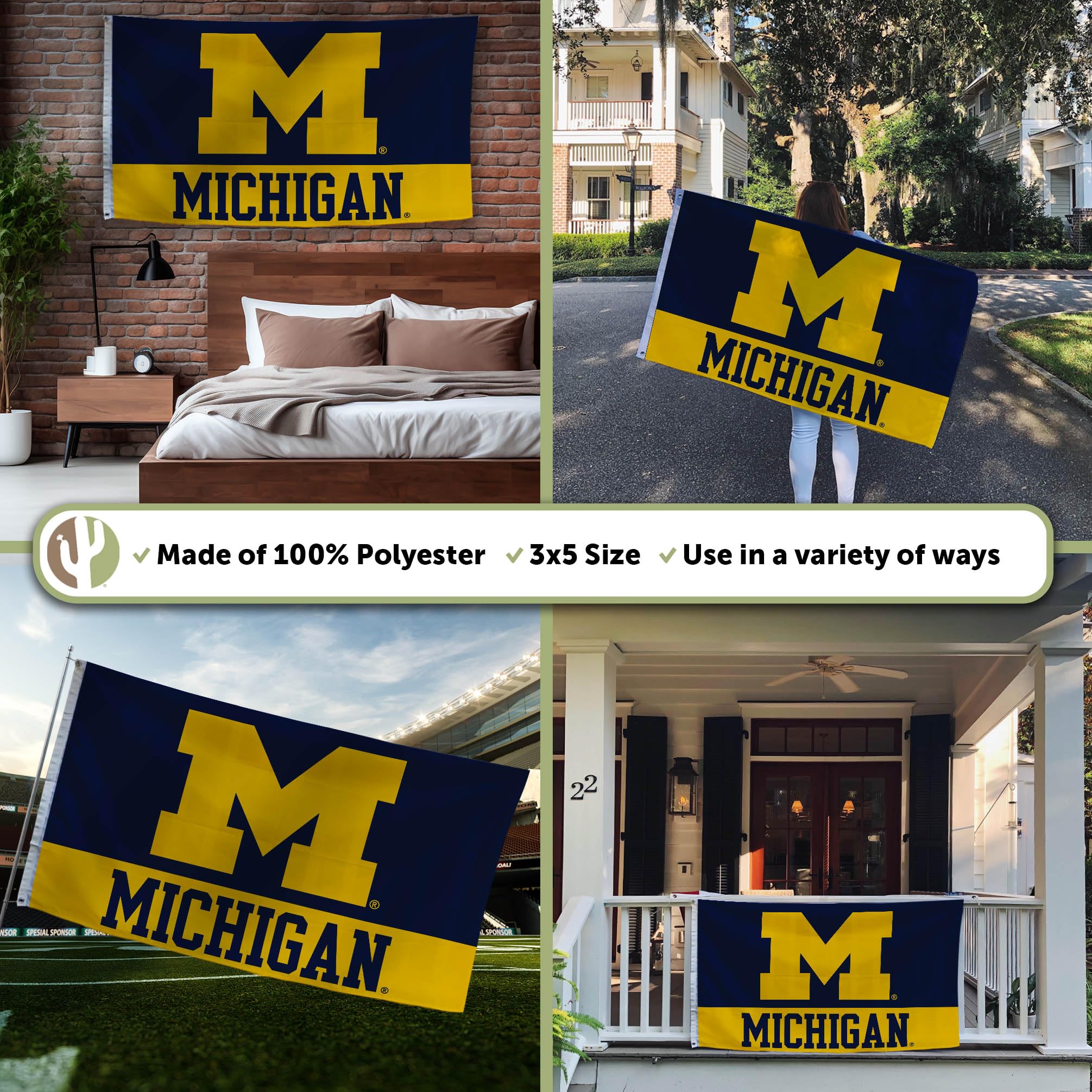 University Of Michigan Flagge - 3x5 Fuß Desert Cactus