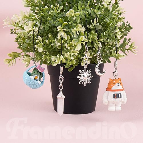 Miniatura 3 de Framendino, Cordón con cierre de langosta Lariat Correa de cordón para teléfono celular, llavero DIY, Negro -