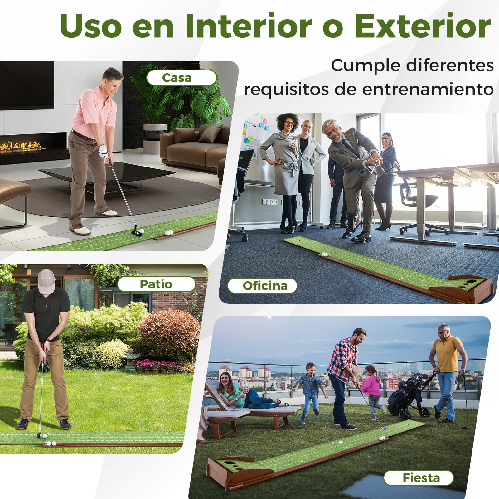 COSTWAY Mini Golf, Alfombra de Putting de Entrenamiento de Golf Interior y Exteriores, 1/2/3 Tamaños De Orificios, Retorno automático de la Bola, 3 Pelotas, Cesped de Minigolf (3 Orificio)