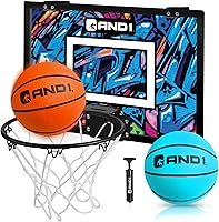 Vista 14 de Mini aro de baloncesto para puerta AND1: tablero antirroturas de 18x12, 2 mini balones de baloncesto y bomba manual incluida - Accesorio