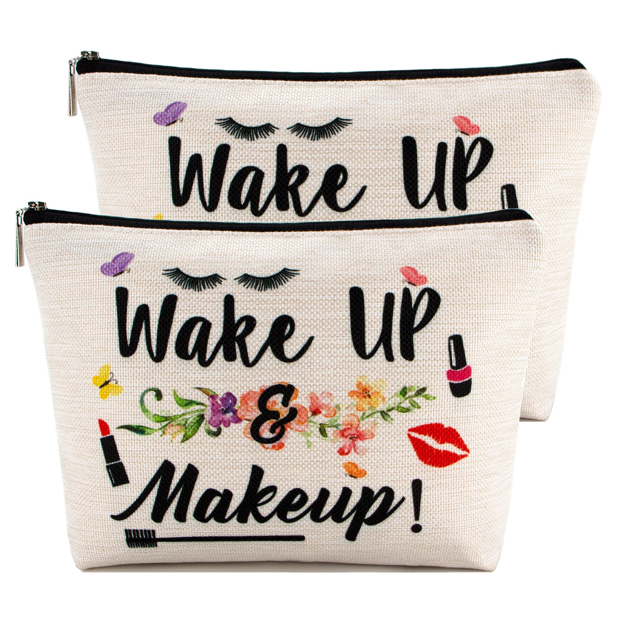 Makeup Bag Cosmetic Bag Gift for Women Best Friends Sister Teen Girls Cute Zipper Pouch Bag Cosmetic Travel Accessories Bag Toiletry Bag Gifts for Birthday, Wakeup&Makeup