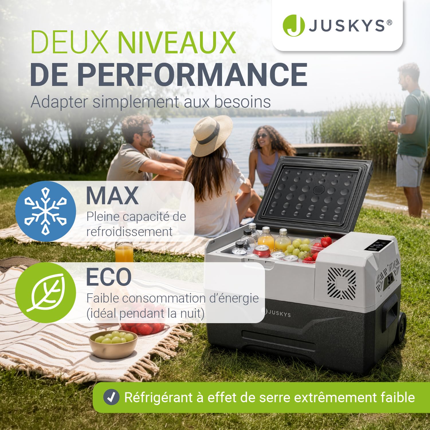 Juskys Glacière à compresseur 30 litres 12/24/230 V pour Voiture, Camion, Camping-Car - Mini réfrigérateur Froid et Chaud - glacière à compresseur pour Prise de Courant - Gris