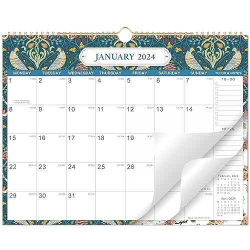 2024 Calendar - Wall Calendar 2024, Calendar 2024 uk, 2024 Calendar month to view, 12 Months Calendar from Jan.2024 - Dec.2024, Bird, 37.6 x 29 cm