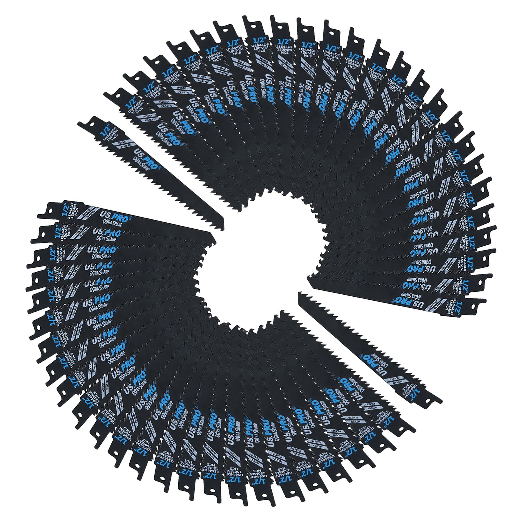Ab Tools Black 150Mm Reciprocating Saw Blade 5 Tpi Cutting Wood Plastic Sharp Fast Cut 50Pk