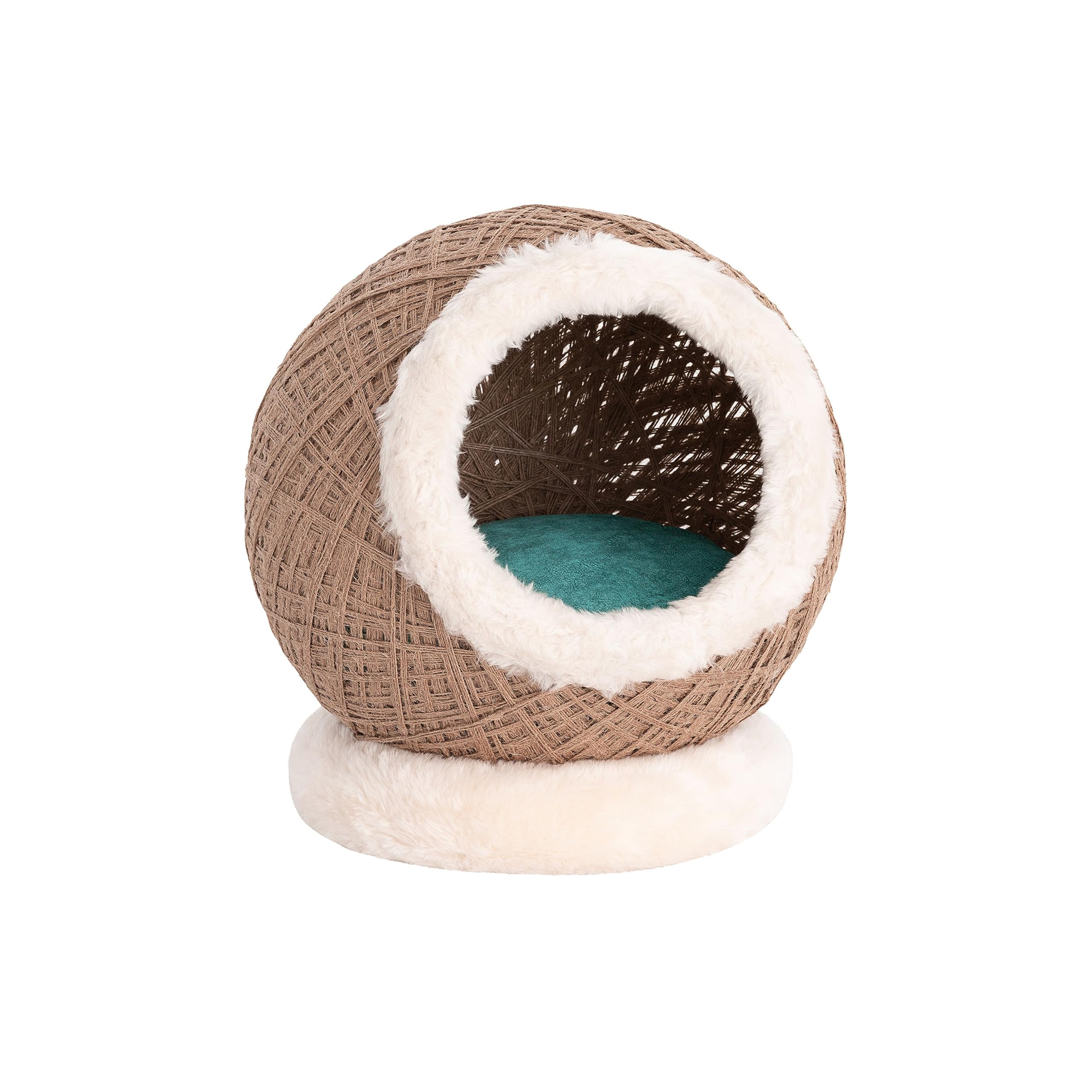 Myoshome - Cama para Gatos, Cama para Gatos Cerrada, Cama de Cueva para Gatos, Cama Nido para Gatos, Cama para Gatos y Perros. Ø48 x 52 cm Marron. Nora
