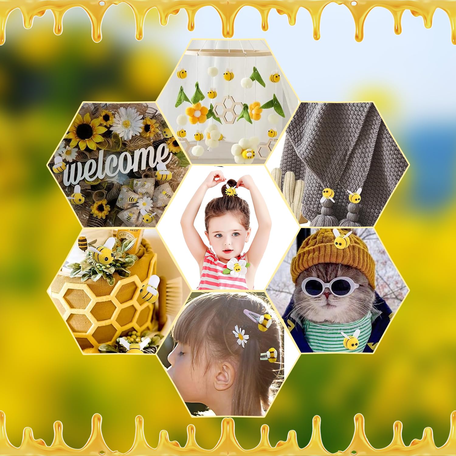 KOCKSHION 50 Stück Mini Bienen Figuren - Harz Anhänger - Für DIY Nagelkunst & Basteln