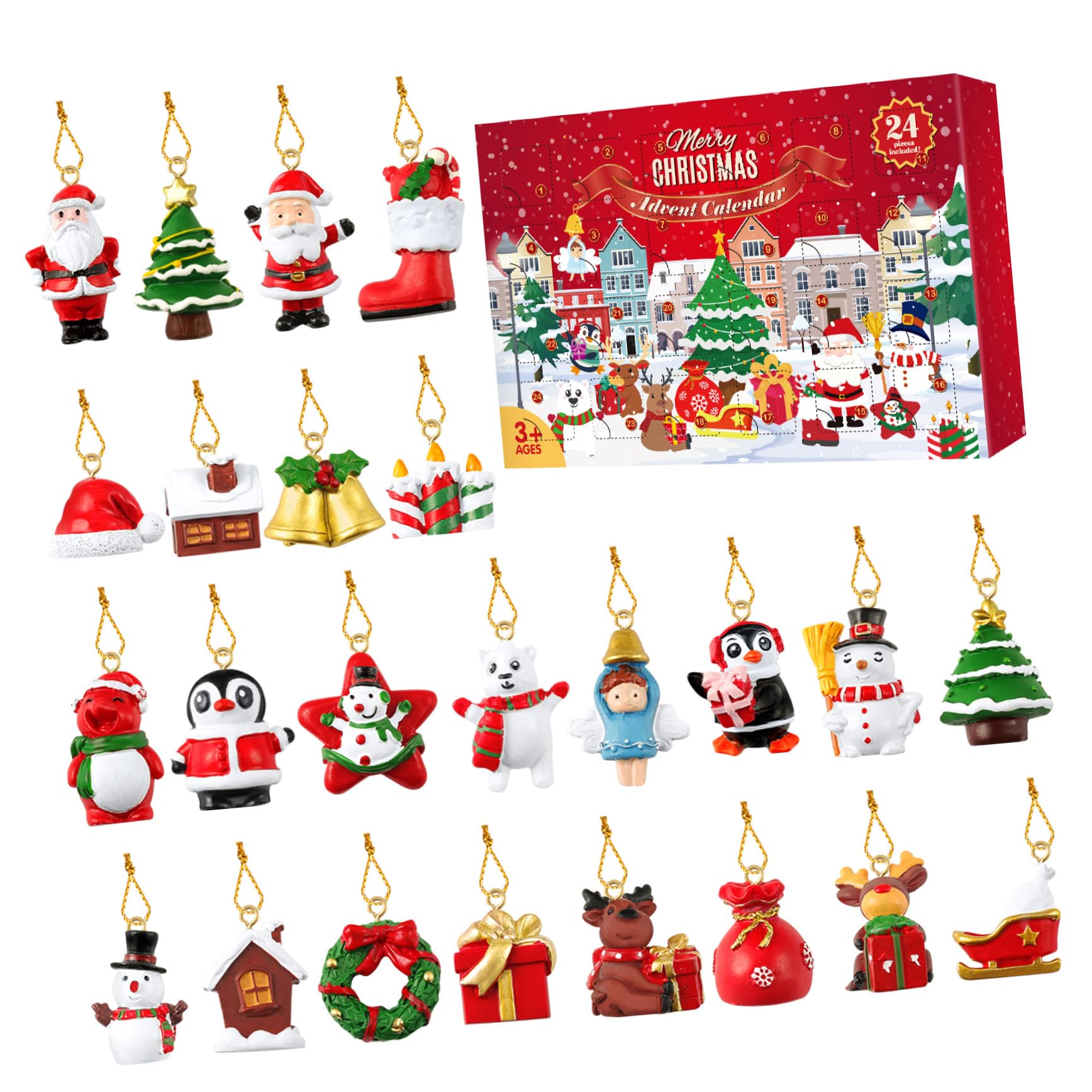 TOYANDONA 24Pcs Calendario Dellavvento di Natale Albero di Natale Ornamenti Appesi Calendario Dellavvento Charms per La Decorazione di Ornamenti Natalizi