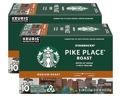 Starbucks Pike Place - Cápsulas K-Cup tostadas, café molido de tostado medio para sistema de preparación Keurig de una sola taza, 10 cápsulas K-Cup