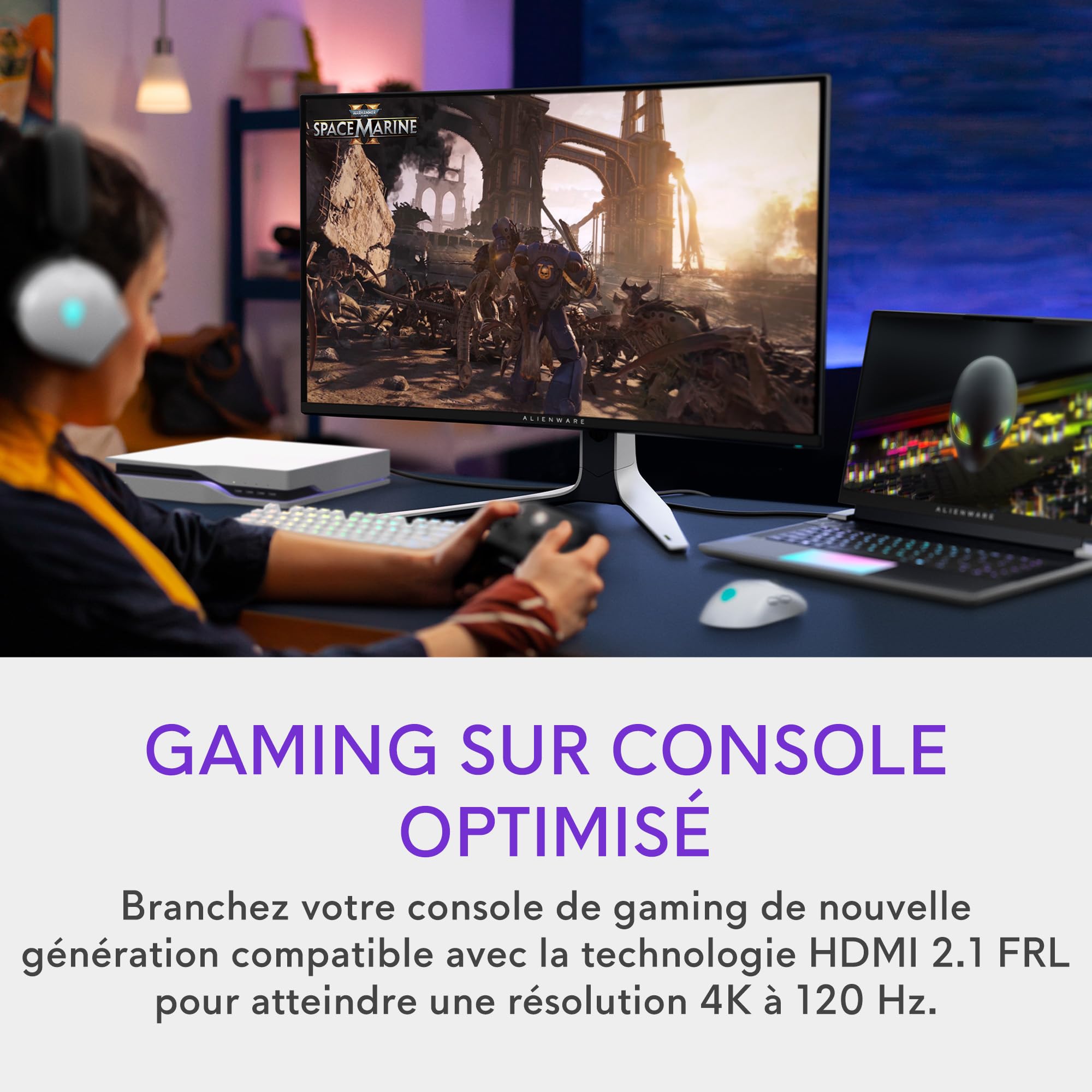 Alienware AW3225QF 32" 4K UHD (3840x2160) 1700R Écran PC Gaming Incurvé, 240Hz, QD OLED, 0.03ms, Compatible NVIDIA G-Sync, HDR, Dolby Vision, USB-C, DisplayPort, 2X HDMI, 4X USB, Garantie 3 Ans