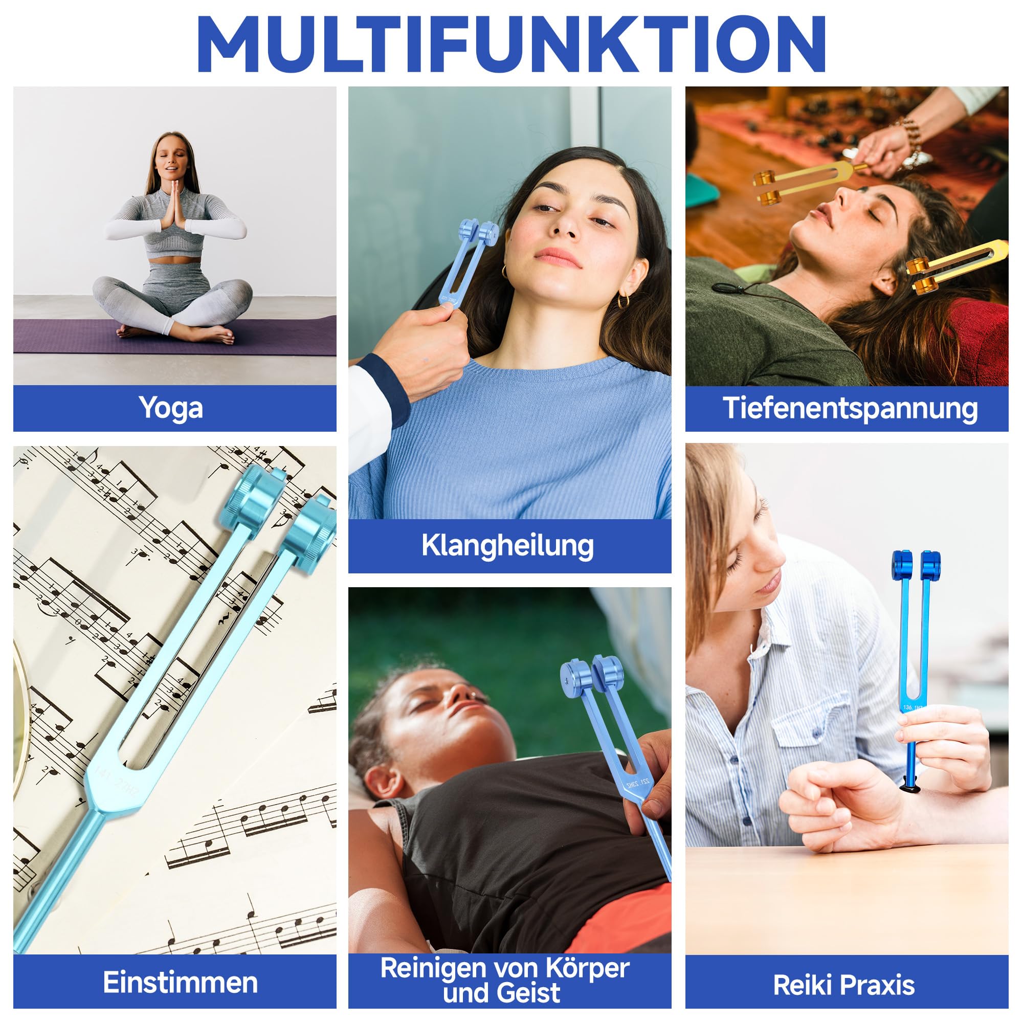 jxgzyy Stimmgabel Set Koffer 8 Stück Aluminiumlegierung Stimmgabel Heilung Stimmgabeln Chakren Stimmgabel Neurologie für Yoga, Meditation, Chakra Balance, Entspannung, Heilung