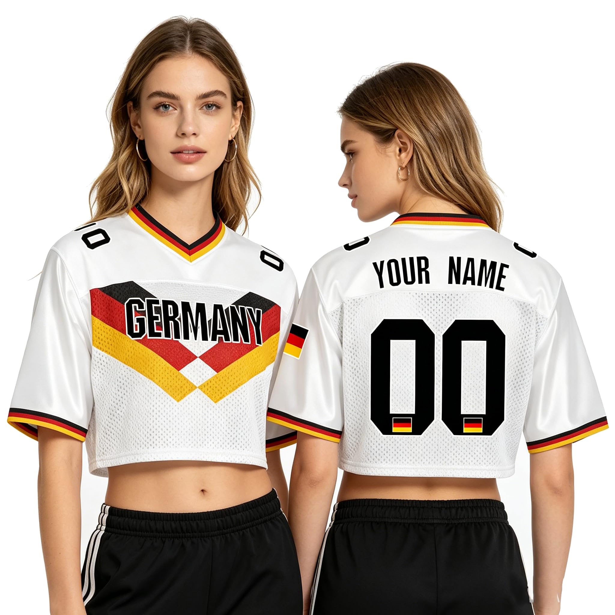 World Cup 2026 Football Fan Shirt for Women,Personalised Name & Number, Y2K Crop Top, Loose Casual Tee – Cute Summer Jersey for Girls, Supporters Gift (G-erman-2)