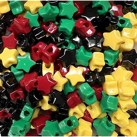 Juneteenth Beads Wholesale - Star Beads Rasta Mix Red Yellow Green Black...