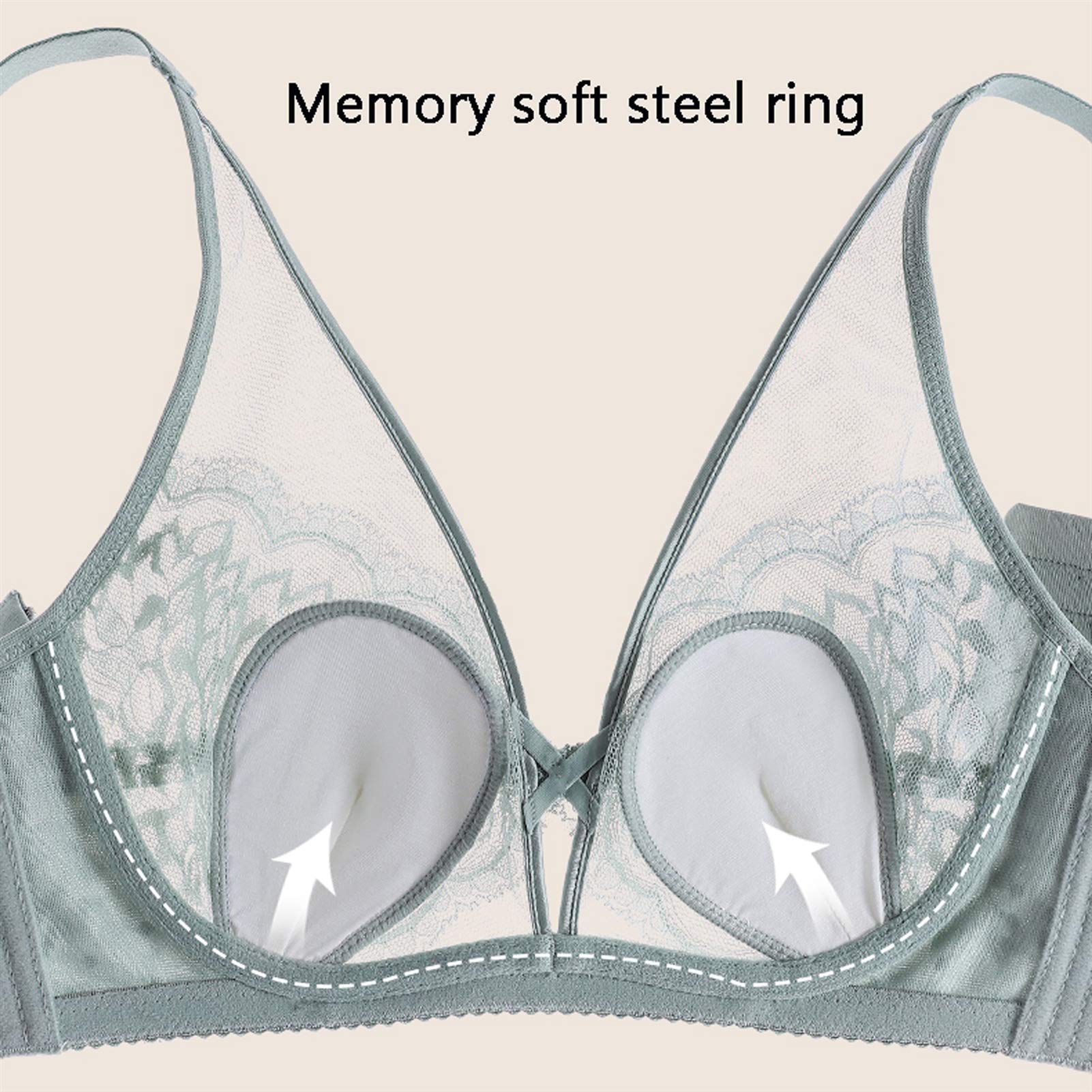 WENJUN - Conjunto de 2 piezas para mujer, sujetador sexy de encaje floral push up con aros y bragas transparentes transparentes (color blanco, tamaño: 80 A)