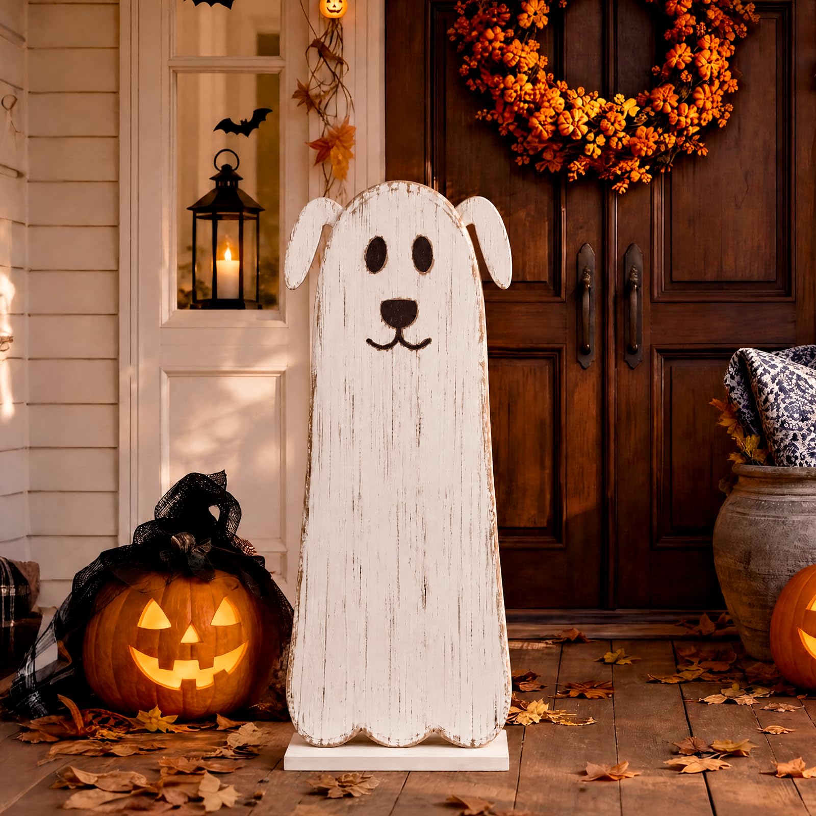 Novabright 30.2h Portico Cartello In Piedi Porta D'ingresso In Legno Classica Cane Fantasma