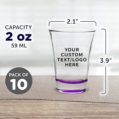 Miniatura 5 de Vasos de chupito personalizados de 2 onzas, juego de 10, paquete personalizado a granel, ideal para bodas, fiestas, cumpleaños, regalos, morado