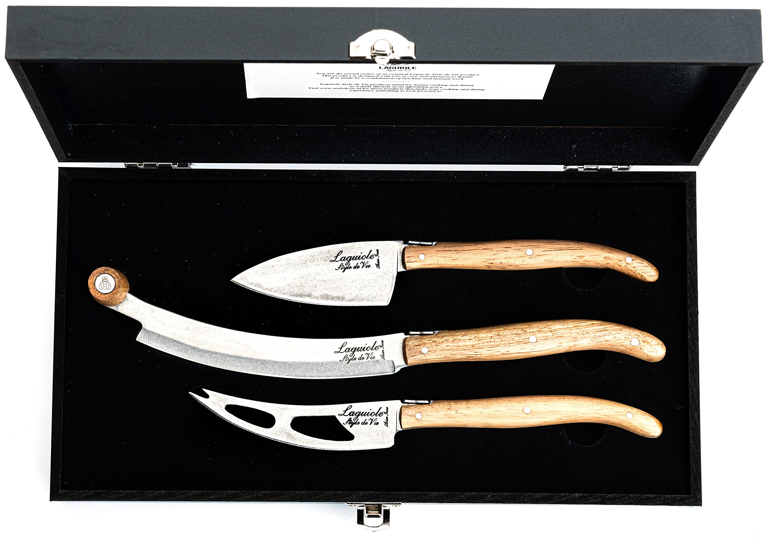 Laguiole Style de Vie Käsemesser Luxury Line, 3-teilig, eichenholz