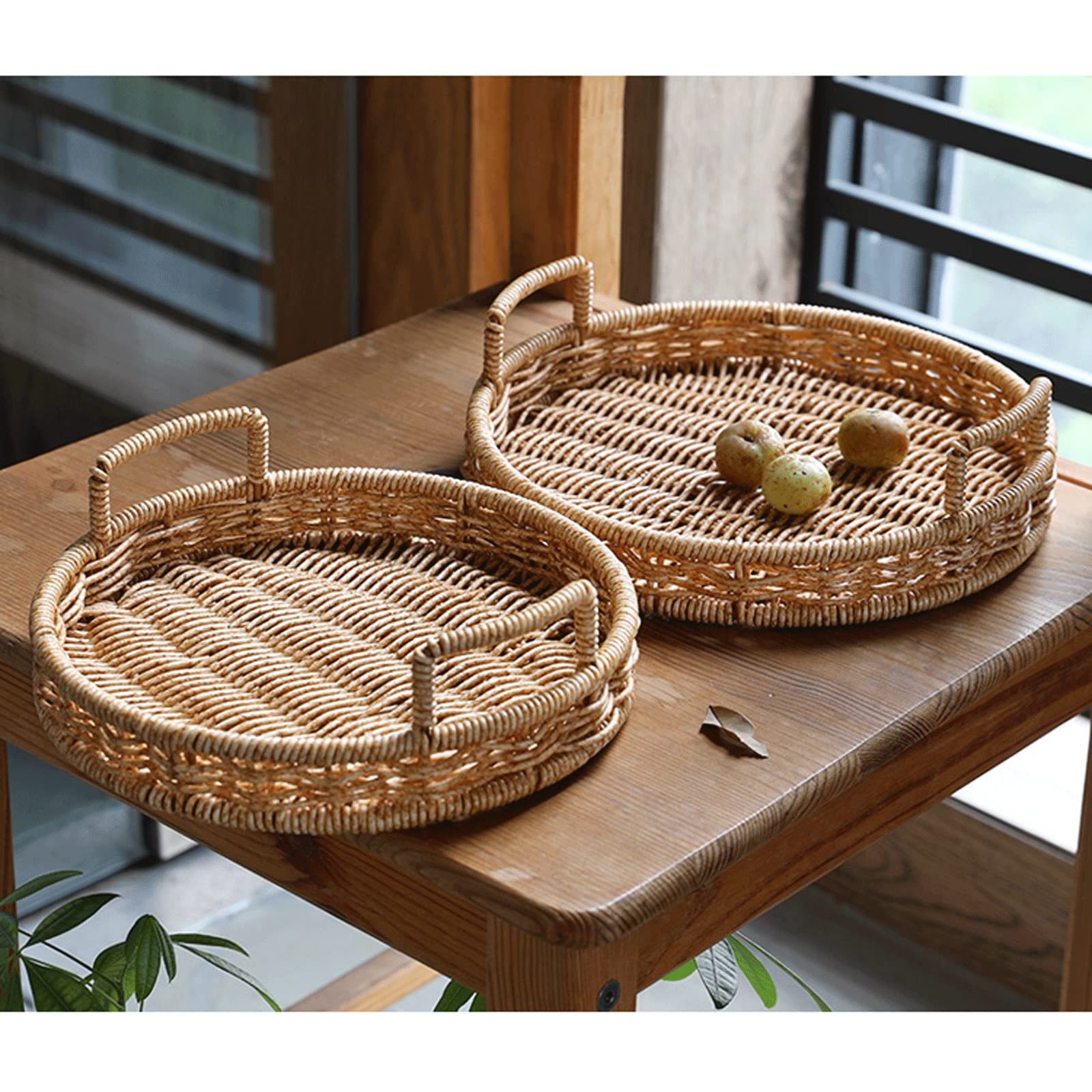 Foodservice Vassoio Vassoio for Serving Vassoio Vassoio Multifunzione Rotondo con Manico Colazione Vassoio di Frutta casa Decorazione Creativa per Feste, Tavolo, Cucina (Size : A)