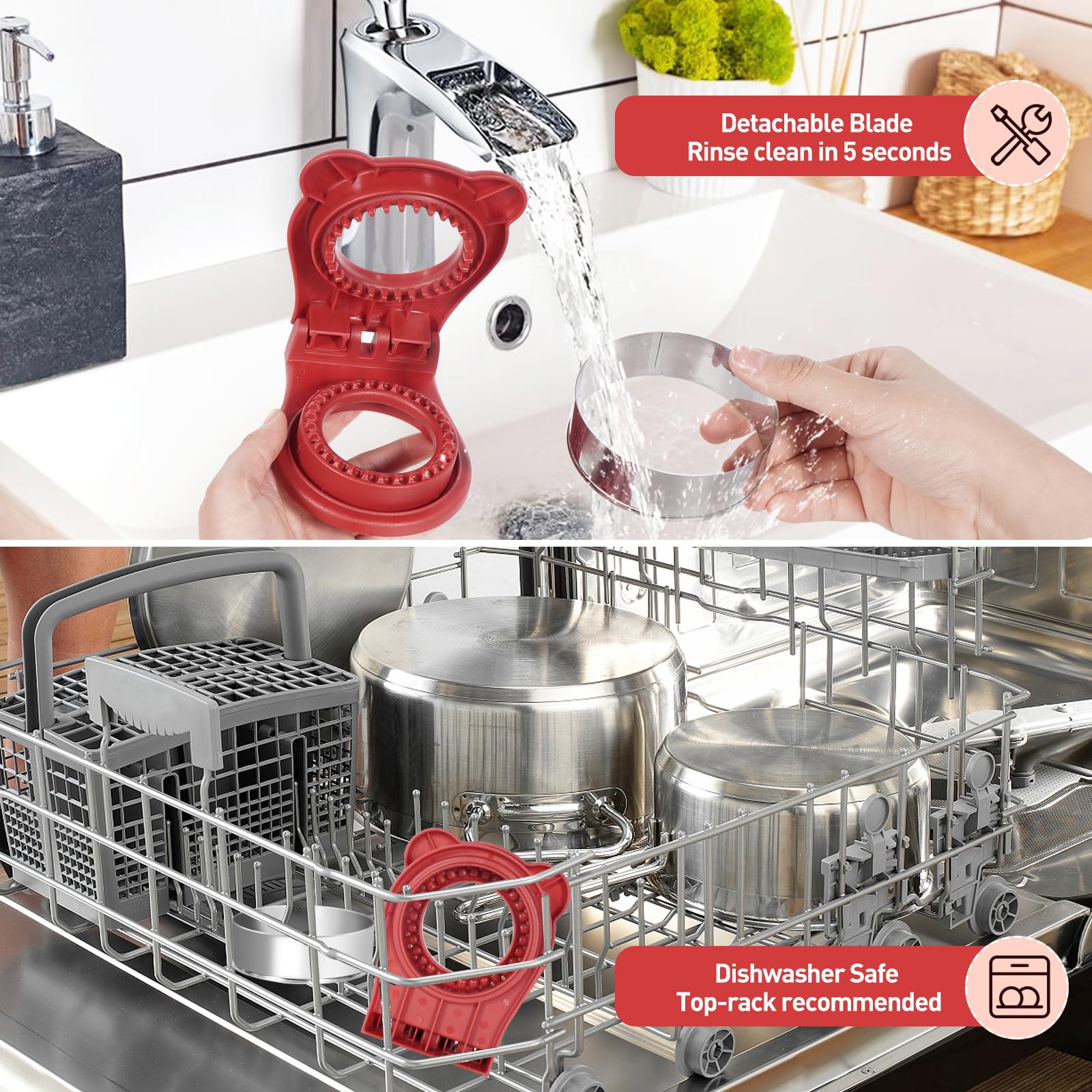 Cortador y sellador de sándwich a prueba de fugas y sin BPA para PB&J, herramienta de cocina redonda sin corteza, máquina de aperitivos para almuerzo para niños para galletas, masa de 5