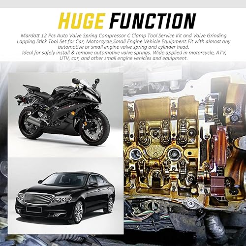 Miniatura 7 de Compresor de resorte de válvula, kit surtido de herramientas de abrazadera en C de compresión automática y juego de herramientas de rectificado de