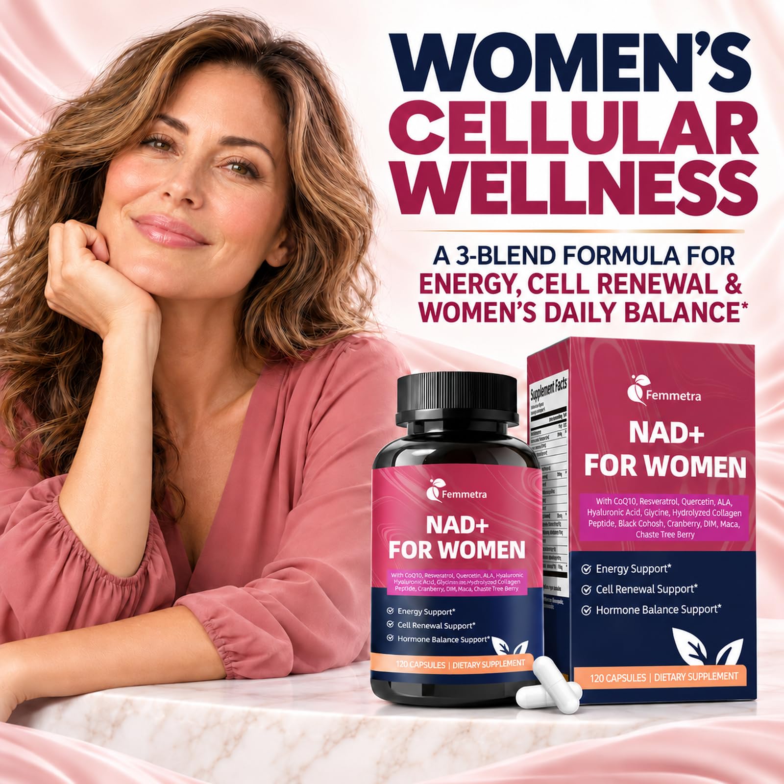 Liposomal NAD+ Supplements for Women 1305mg, 120 Vegan Capsules — Amazon image 2