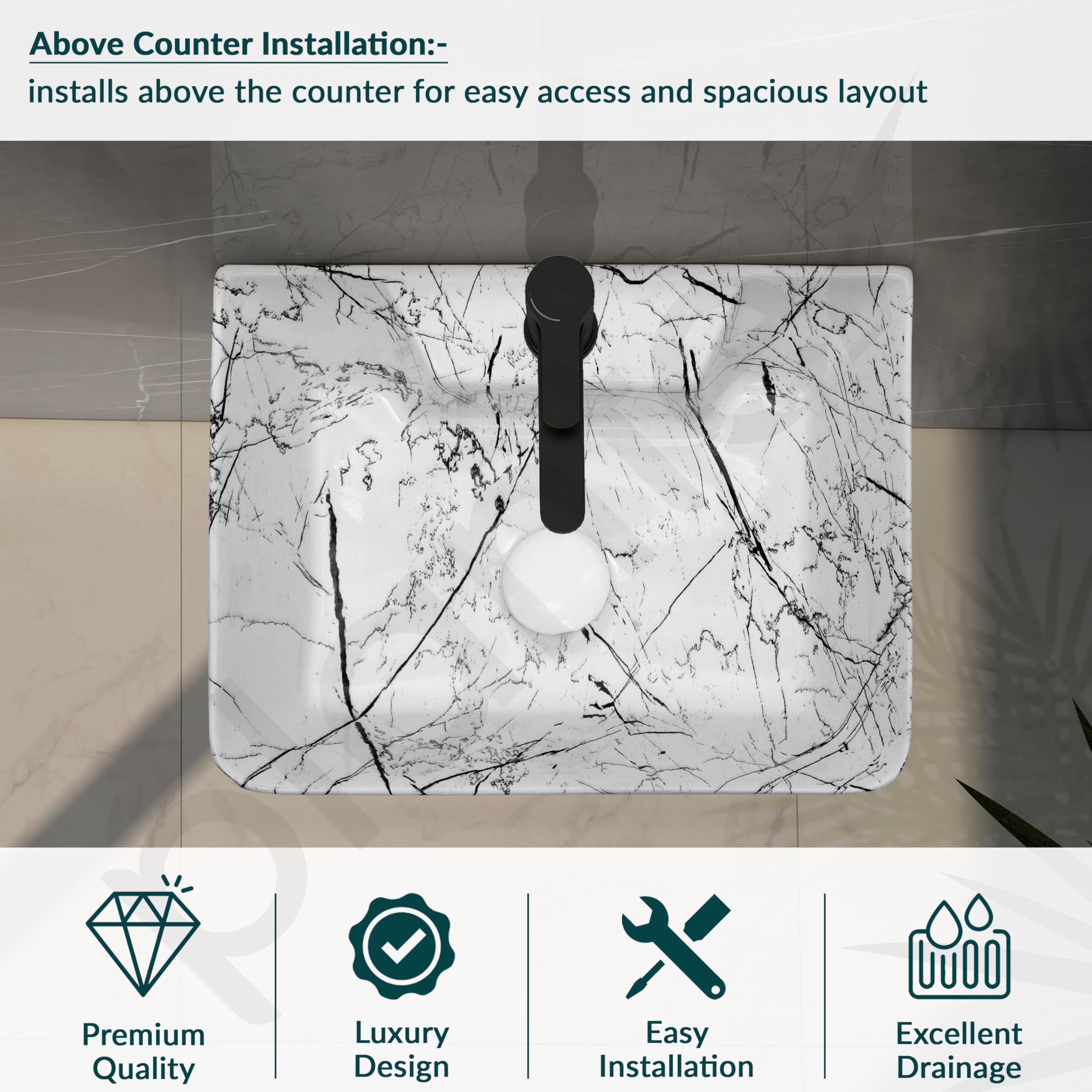 Plantex Wall Mounted Wash Basin - Modern Ceramic Sink -5 Plantex Wall Mounted Wash Basin - Modern Ceramic Sink -5
