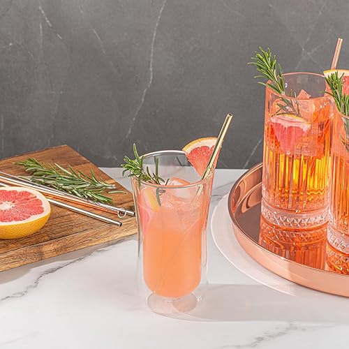 Miniatura 8 de Restaurantware Bar Lux - Pajitas reutilizables de 7.5 pulgadas, 2 pajitas rectas de metal, pajitas cortas y duraderas de acero inoxidable chapado en