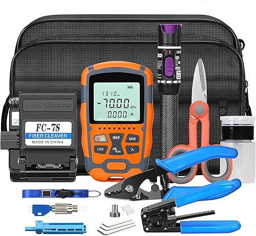 BAOSHLA Kit de terminación de fibra - Kit de herramientas FTTH con medidor de potencia óptica FC-7S Cleaver M7 - Localizador visual de fallas de 30
