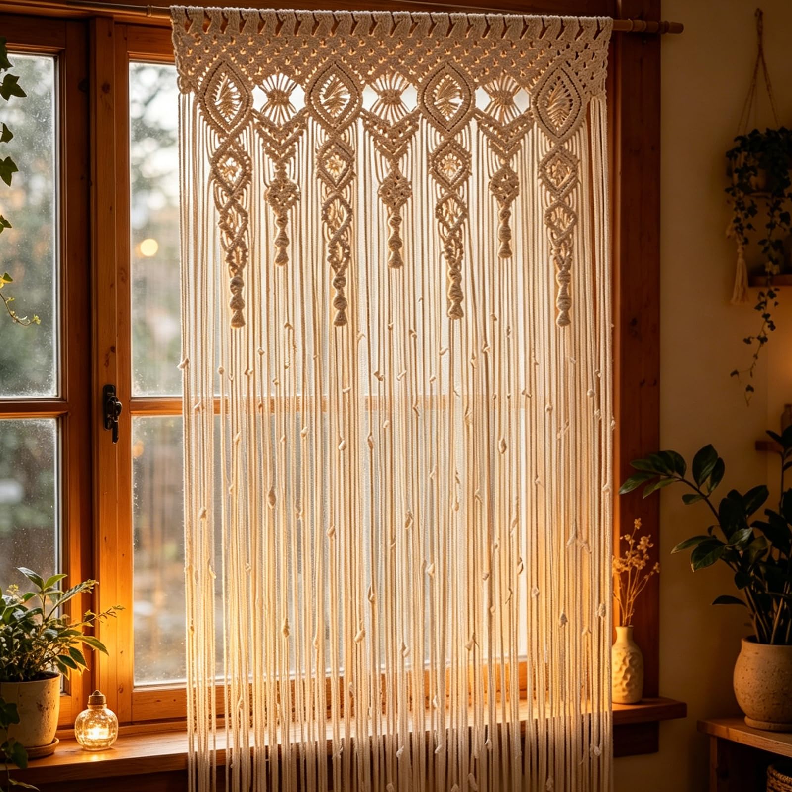 Hoypeyfiy - Arazzo in macramè stile Boho, 90 x 180 cm, divisorio realizzato a mano, per decorazione di matrimonio, camera e parete divisoria