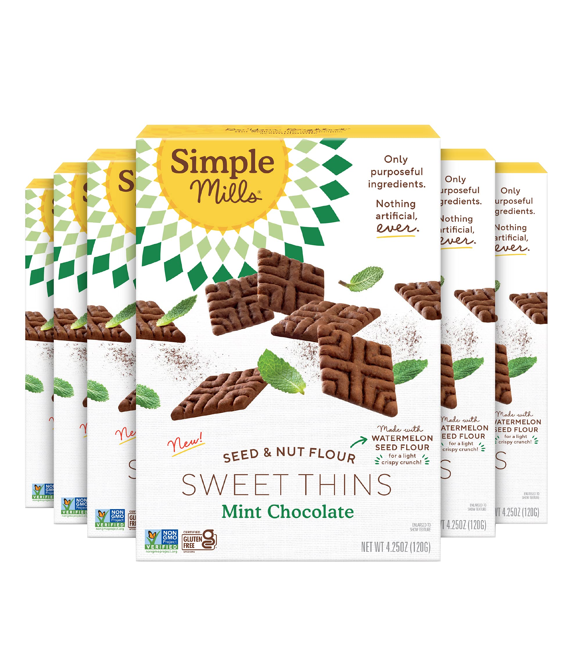 Simple Mills Sweet Thins Cookies, harina de semillas y nueces, chocolate con menta, sin gluten, paleo, aperitivos saludables, 120 ml (paquete de 6)