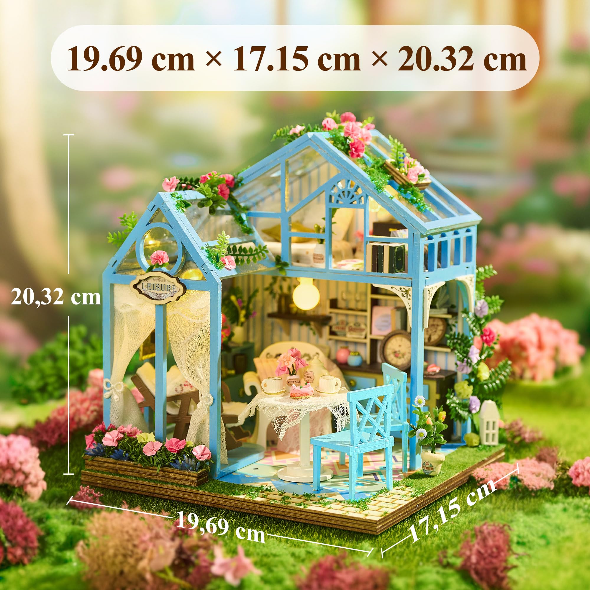 BenBen Kit Fai da Te per Casa delle Bambole, Kit per Casa in Miniatura per Adulti, Kit per Modellismo Fai da Te, Casa con Fiori, Regalo per Donne Uomini