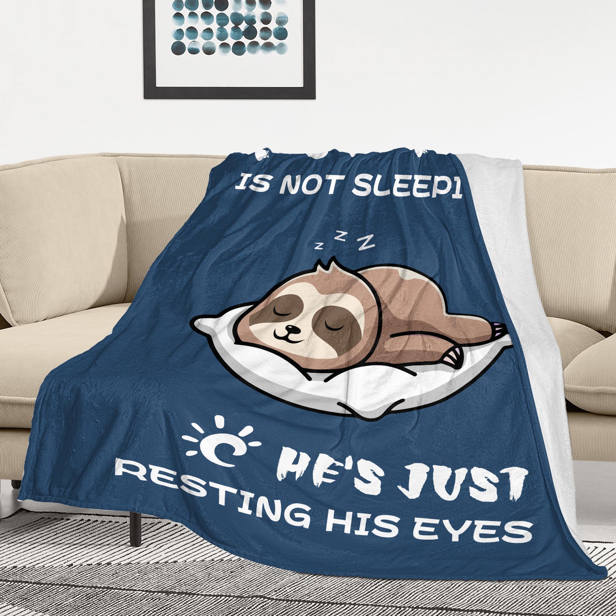 Pop Pop Birthday Gifts from Grandkids, Gifts for Pop Pop/Grandpa, Grandpa Birthday Gifts, Soft & Cozy Sloth Blanket Throw 60" X 50"