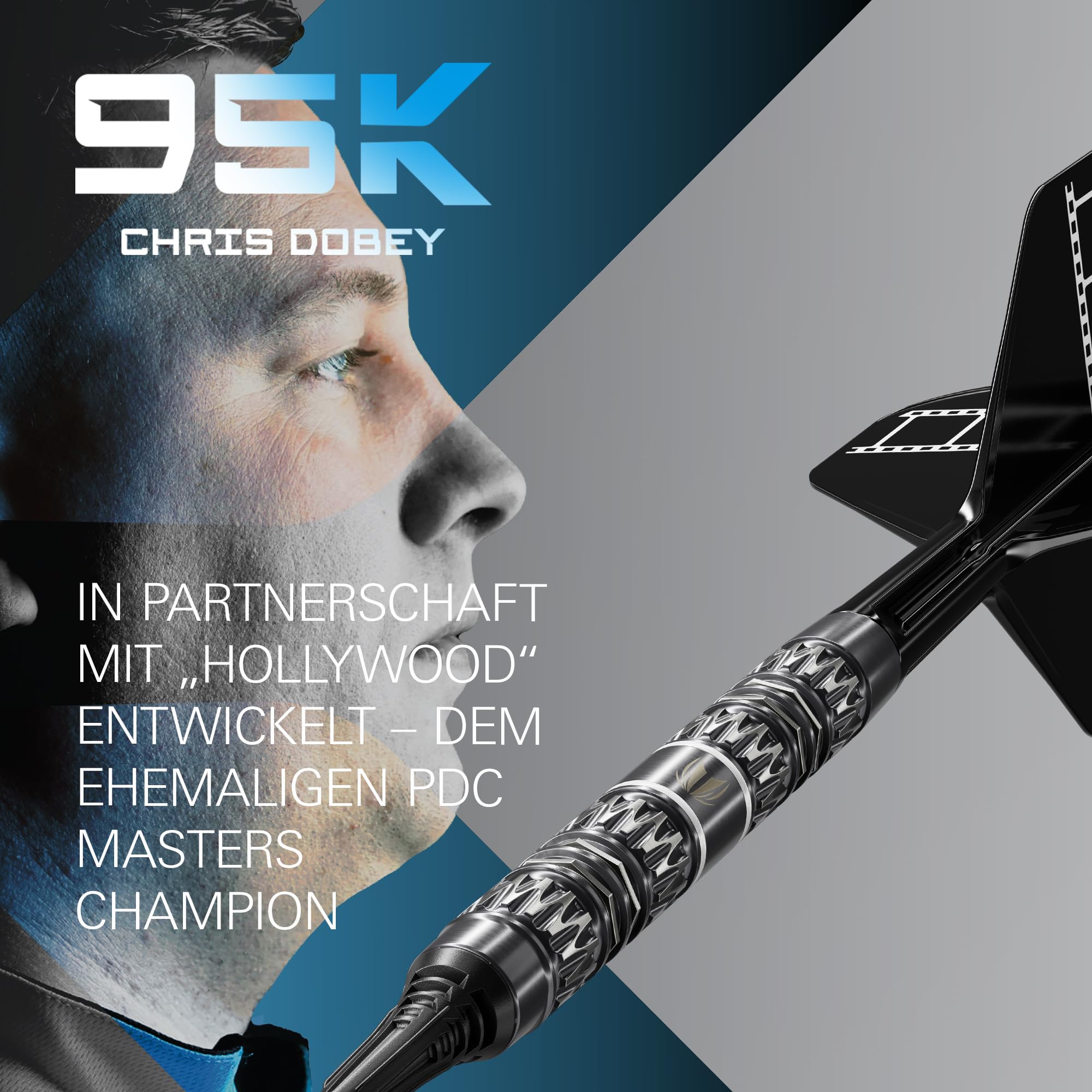 Target Darts Chris Dobey Soft-Tip 95K Dart-Set, 18G | 95% Wolfram-Darts, K-Flex Nr.2 Flights & Shafts, Schwarze Cryo-Spitzen & Schweizer Titan-Konvertierungsstahlspitzen | Player Edition Professional