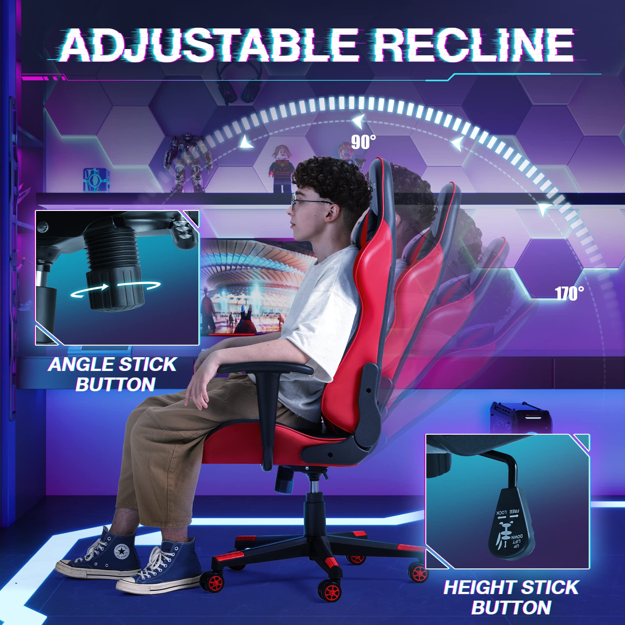 Devoko Ergonomic Gaming Chair Racing Style Adjustable