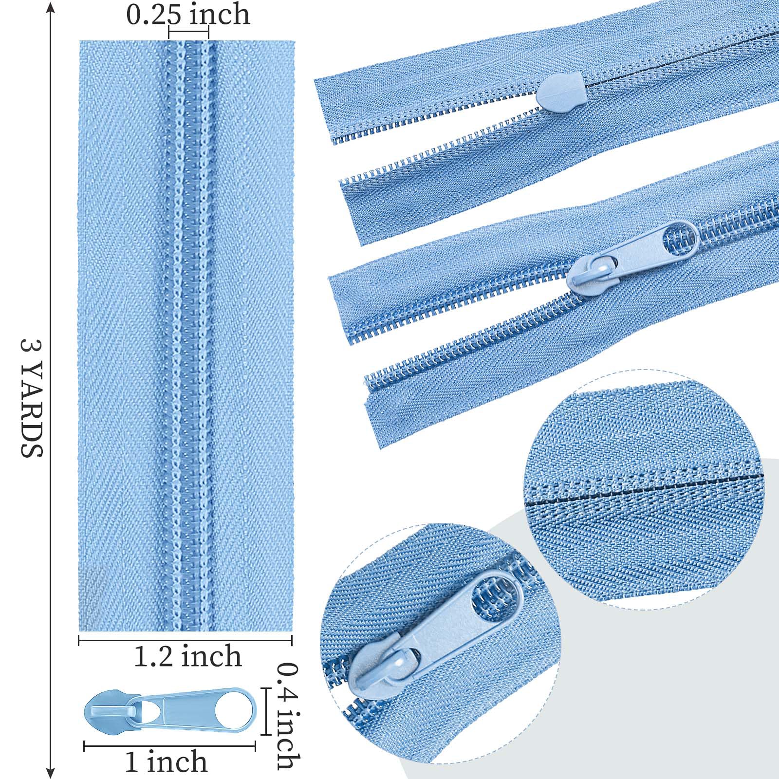Syhood Lot de 12 fermetures éclair à coudre en nylon assorties - Légères et adaptables - 120 curseurs en plastique pour fournitures de couture - 30 m - Couleur pâle