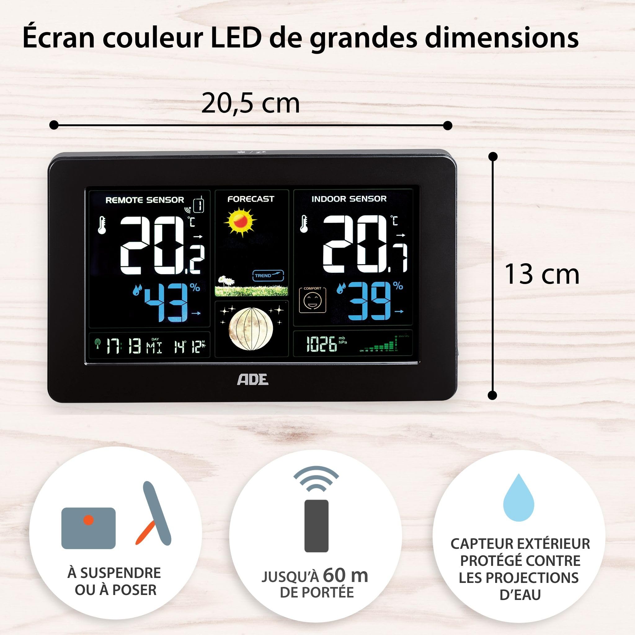 Station Météo Avec Horloge Radio-pilotée Et 2 Capteurs Extérieurs - Thermomètre Hygromètre