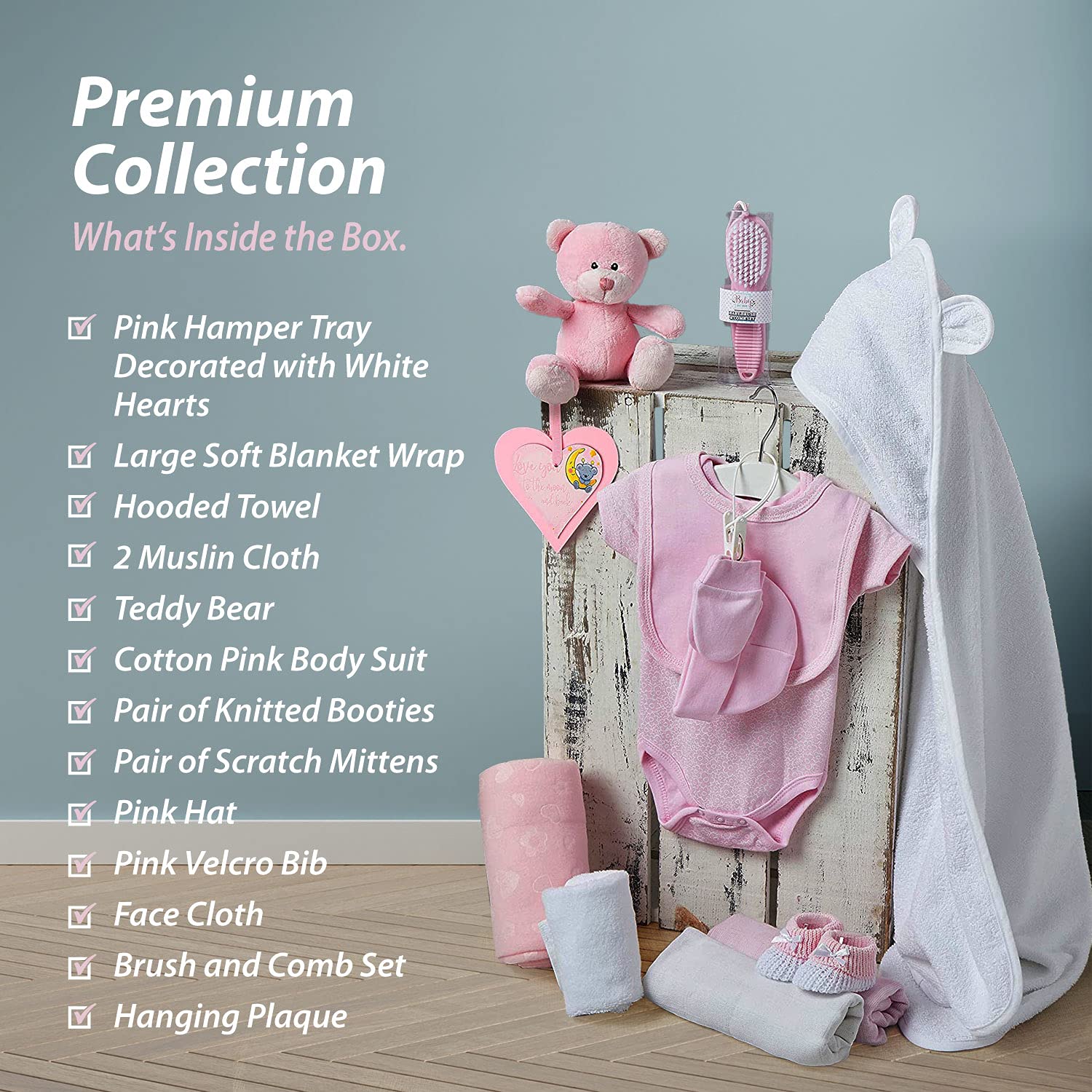 Baby Box Shop Set Regalo Neonato Femmina 17 Pezzi, Regali Nascita Bimba, Set Regalo Neonata, Rosa