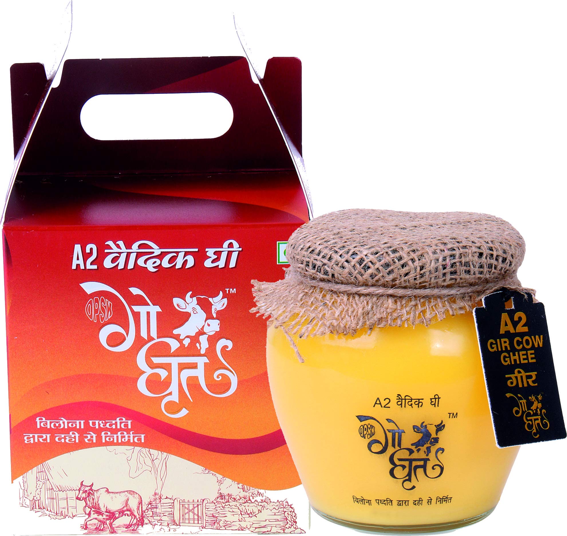 OPSK ????? A2 Pure Cow Ghee 500 ML | Vedic Bilona Method | Grassfed, Cultured, Premium & Traditional Ghee | Immunity Booster