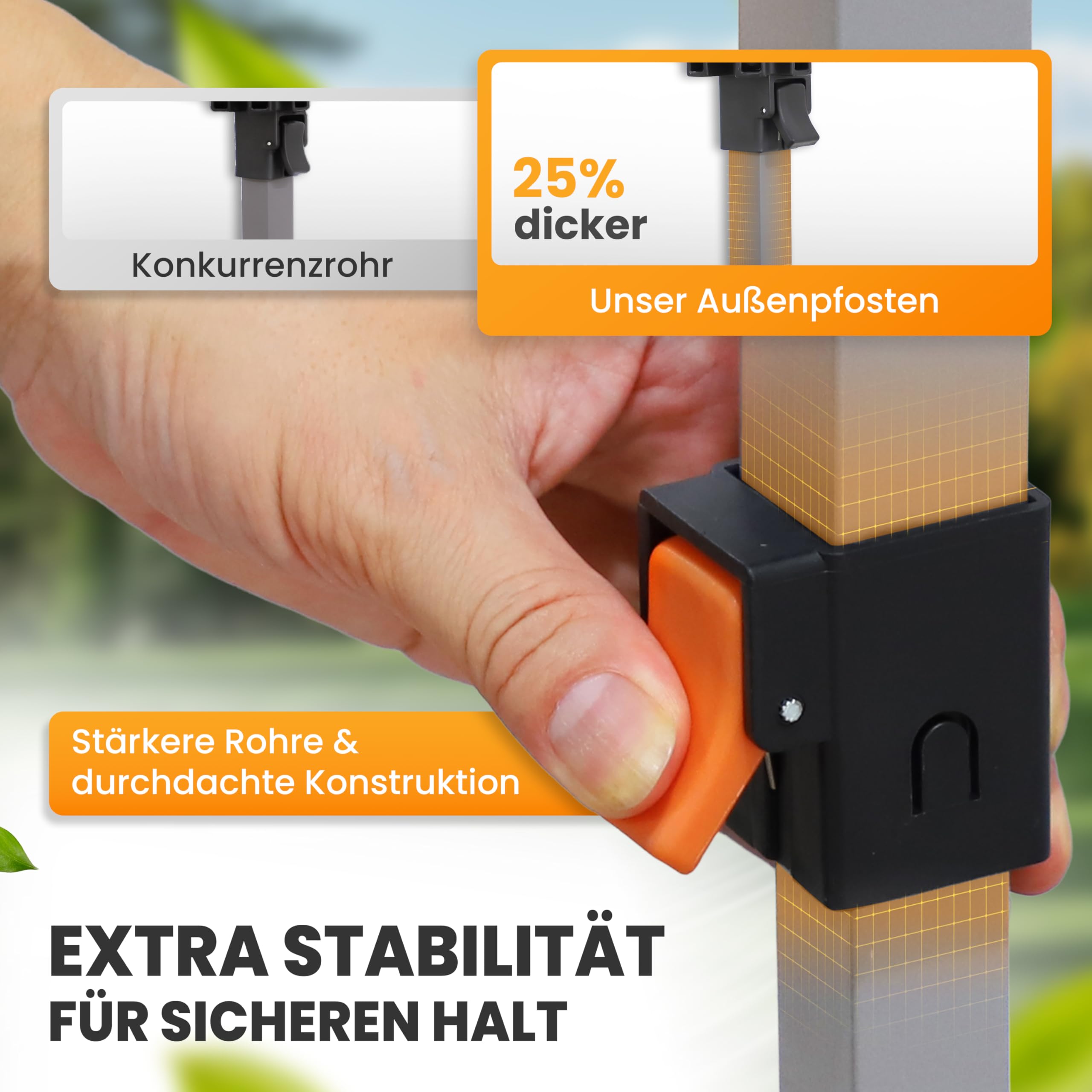 NATURIZ® Pavillon 3x6 Wasserdicht, Stabil und UV 50+ Schutz - Faltpavillon mit Seitenwänden hochwertig- Pop Up Zelt für Garten, Camping, Märkte - Partyzelt, Gartenpavillon, Gartenzelt (Grau, 3x6m)