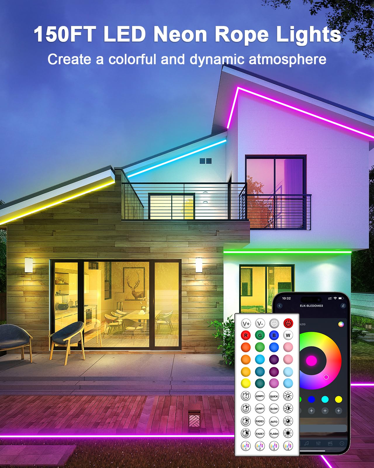 140Ft Neon Rope Lights,Flexible Led Rope Lights Control with App/Remote,Multiple Modes Rope Lights,IP65 Outdoor RGB Led Neon Lights Waterproof,Music Sync Gaming Led Strip Light for Bedroom Décor