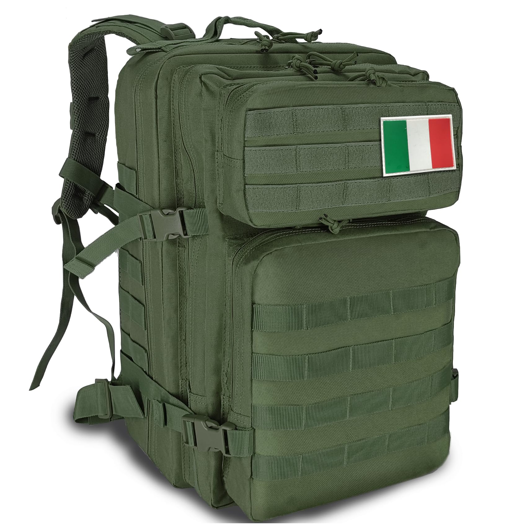 HEMSO Zaino Militare 45 Litri, Impermeabile Grande Zaino Tattico, Molle Zaini di Assalto per Uomo Donna Università Sopravvivenza Viaggio Trekking Campeggio Caccia Moto Palestra Fotografico (Verde)