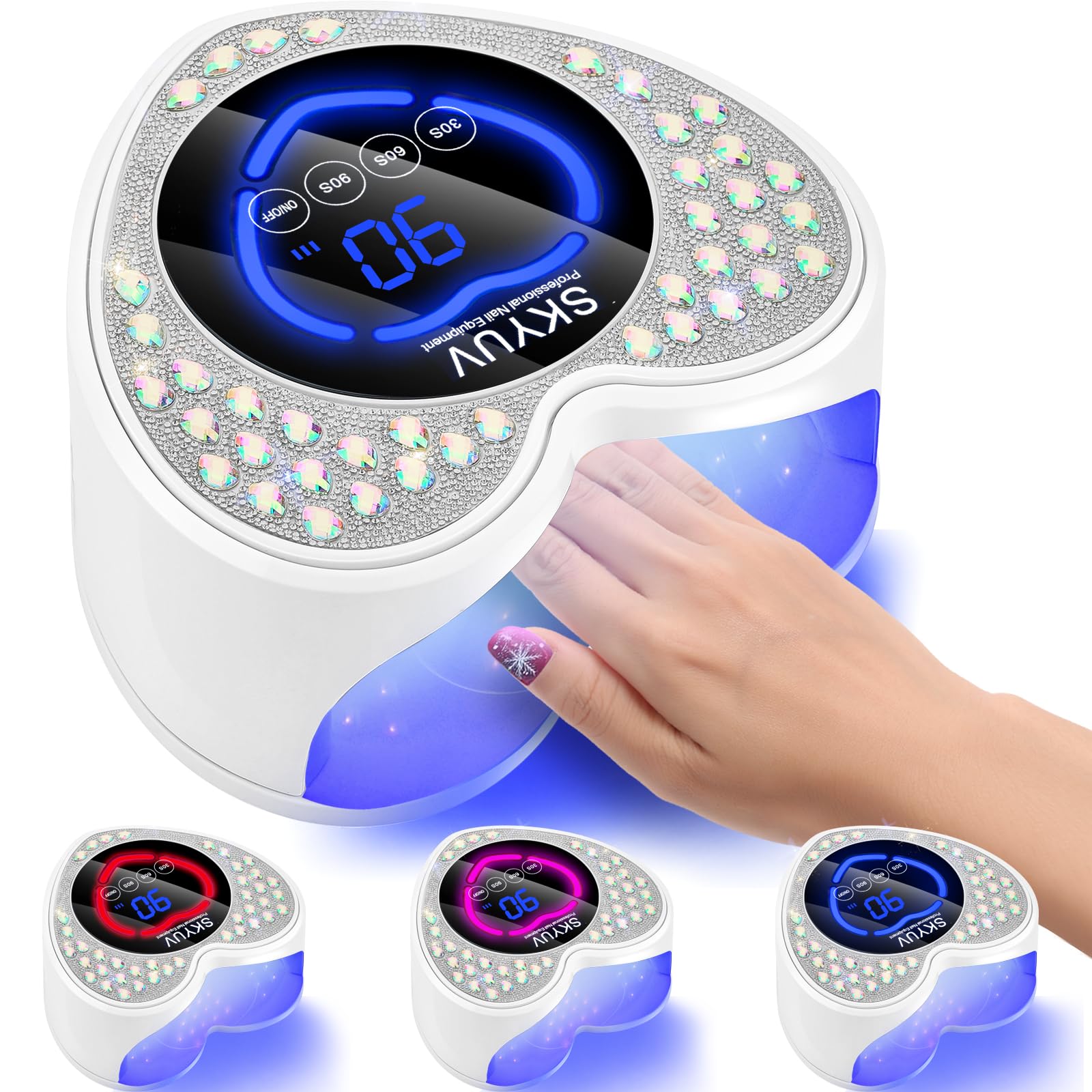 UV LED Nail Lamp, Rechargeable Cordless Nail Dryer for Gel Polish, UV Nail Light with 45 Beads, Professional Quick Dry Curing Lamp with 3 Timers Setting for Salon and Home
