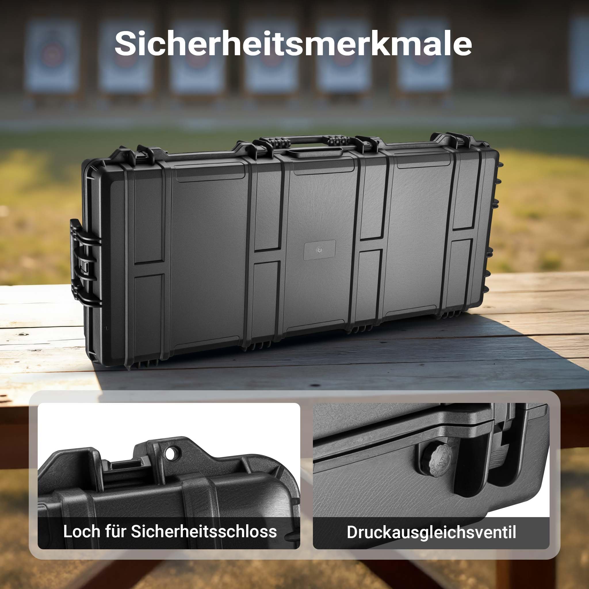 WilTec Maletín rígido 119x53x21 cm para Armas largas y Arco Impermeable IP67 con Espuma Interior PP+Fibra de Vidrio Estuche Resistente para Armas largas, Caza y arquería