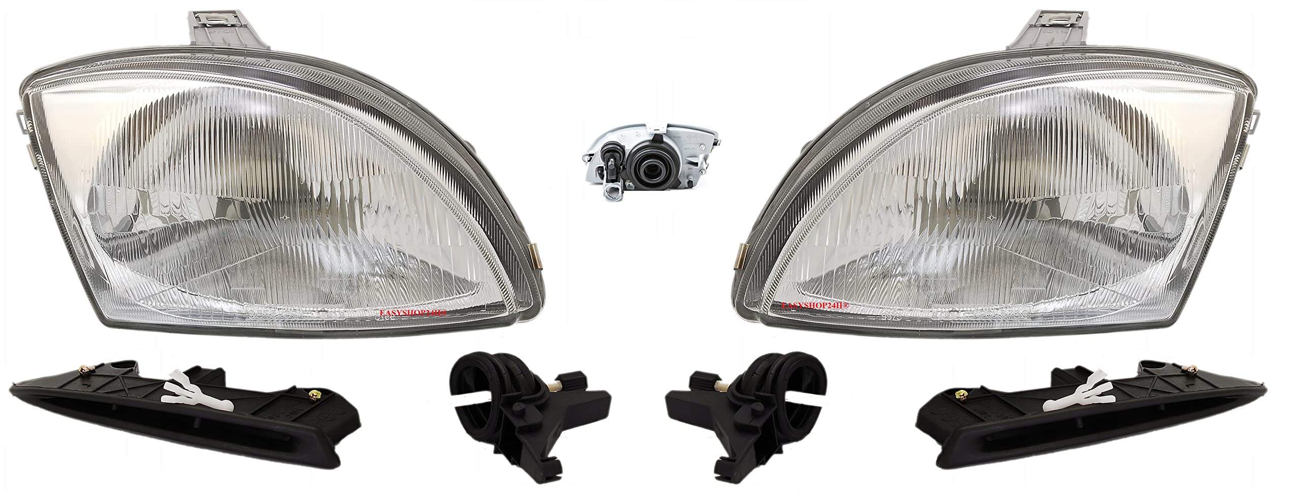 EASYSHOP24H Set 2 Faro Fanale Proiettore Anteriore Sinistro Destro Per Seicento 600 da 1998 Alogeno H4 Gruppo Ottico Luce Fanalino Regolazione Elettrica Idraulica