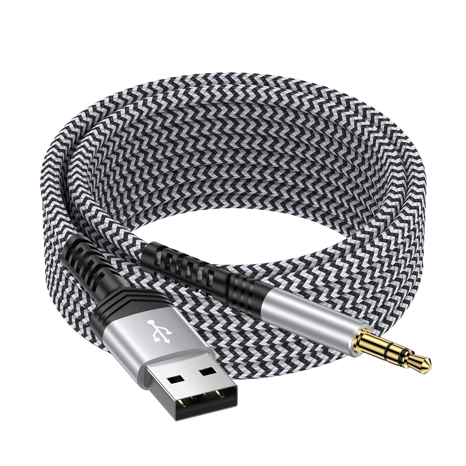USB A to 3.5mm Jack Aux Cable,3FT USB Male to 3.5mm Male Audio Adapter AUX Cord TRS Stereo Nylon Braided for Headphones Speaker PC Laptop PS5 PS4 Windows Mac OSX Computer,NOT for Charging/PS3/Car