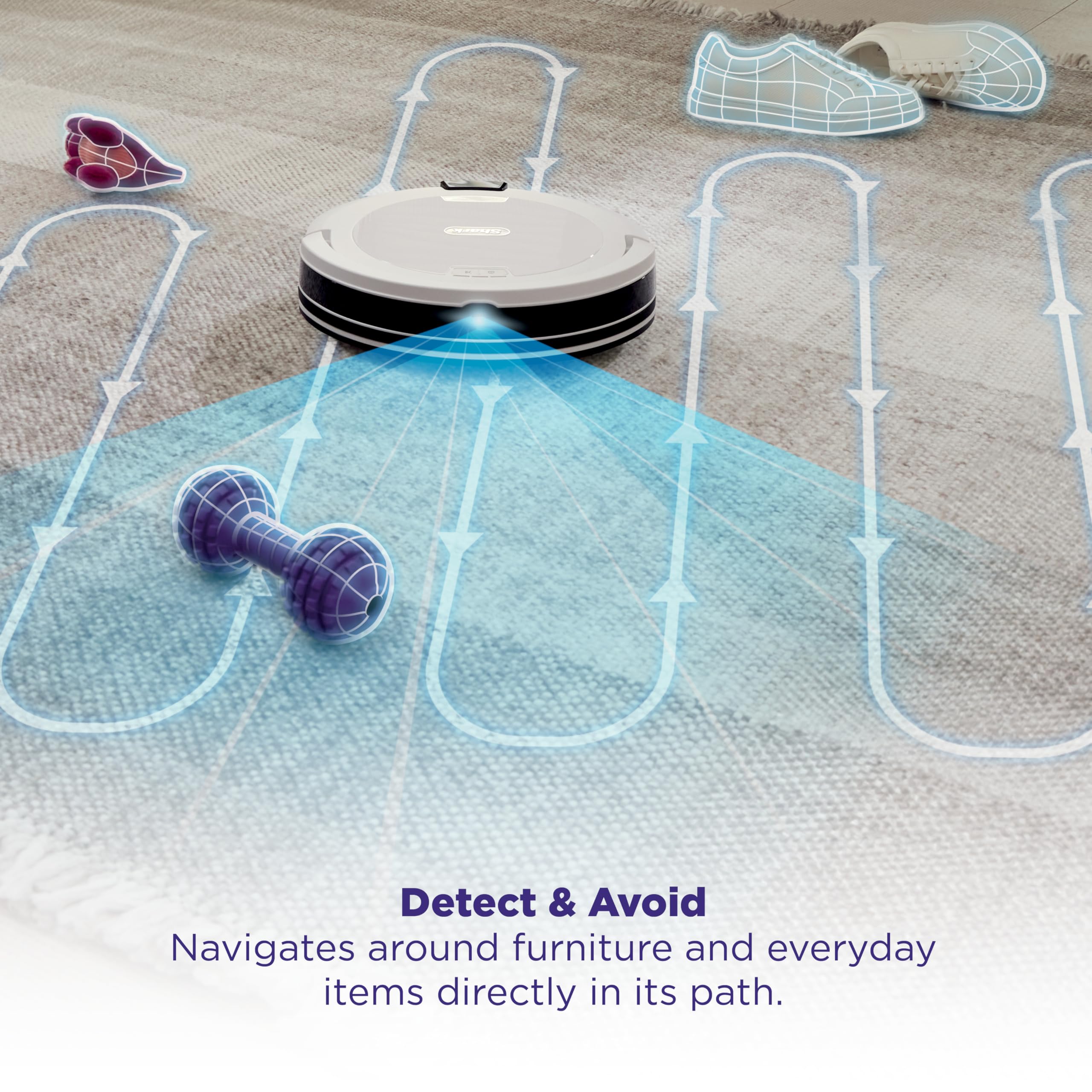 Shark Navigator AV2120 - Robot Aspirador con navegación SmartPath y Cepillo autolimpiante, Potente succión, para alfombras y Suelos Duros, Color Blanco, AV2120
