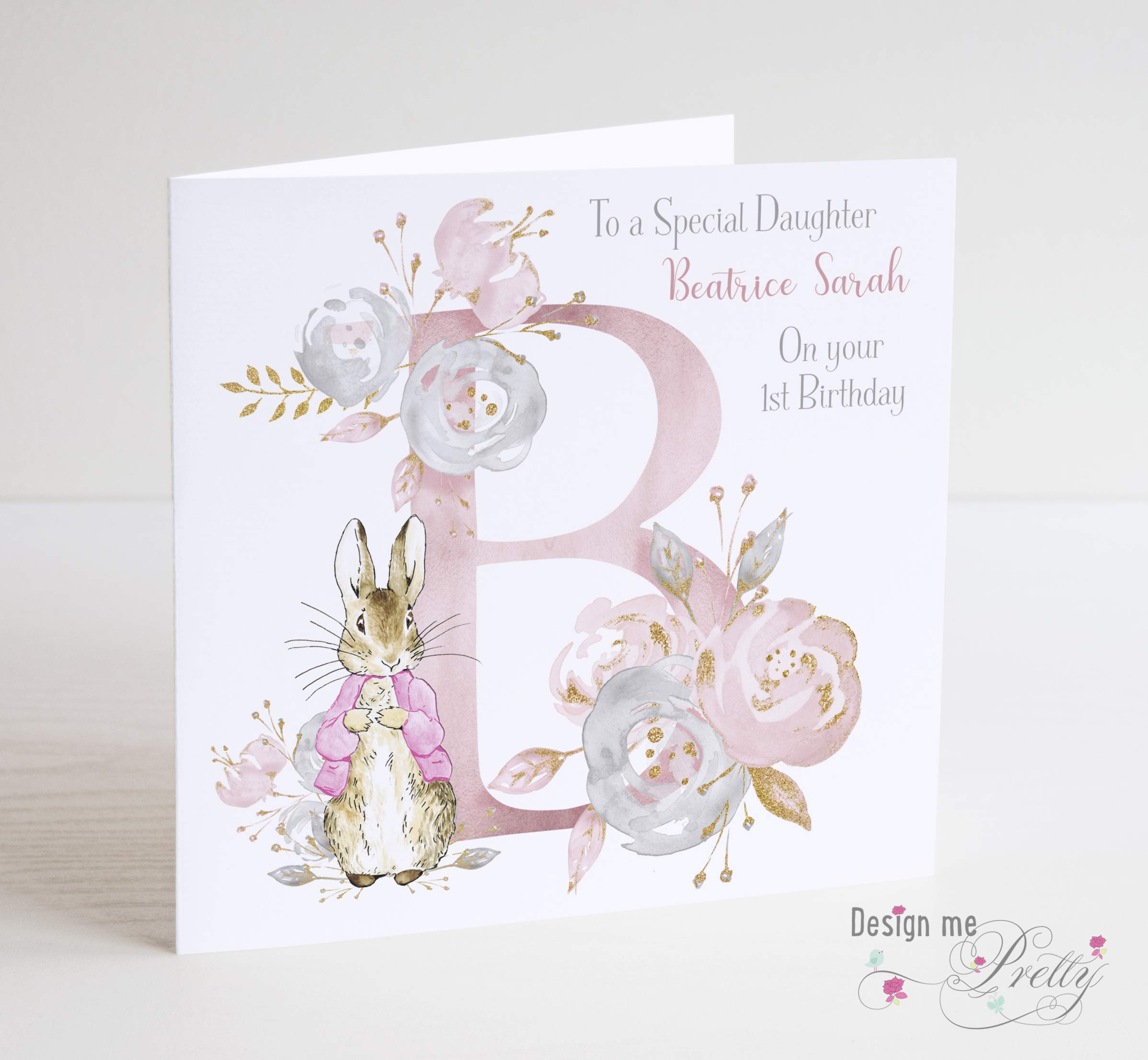 Peter Rabbit Initial Girls Birthday Card - A-Z