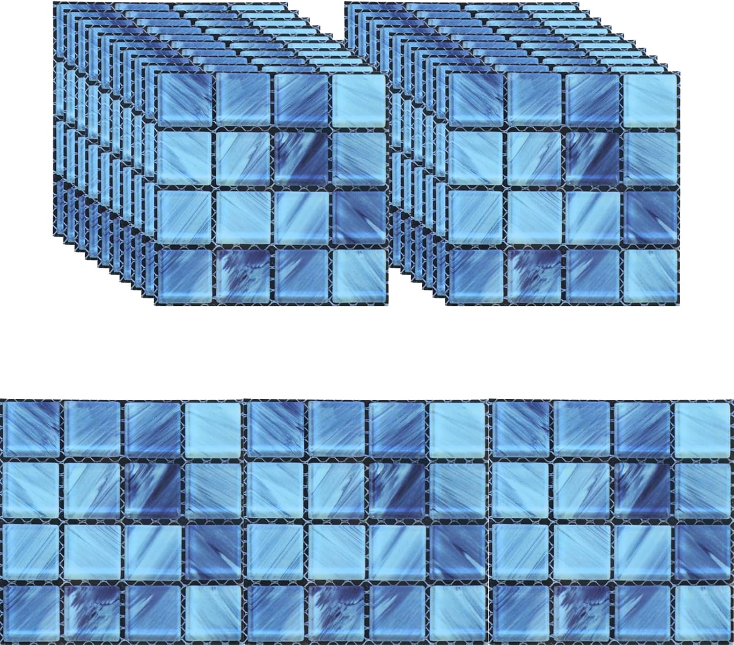 Geesatis 20 Pcs Adhesive Peel and Stick Tile Backsplash Decoration for Kitchen, Bathroom, PVC Wall Tile, Blue, 4x4inch