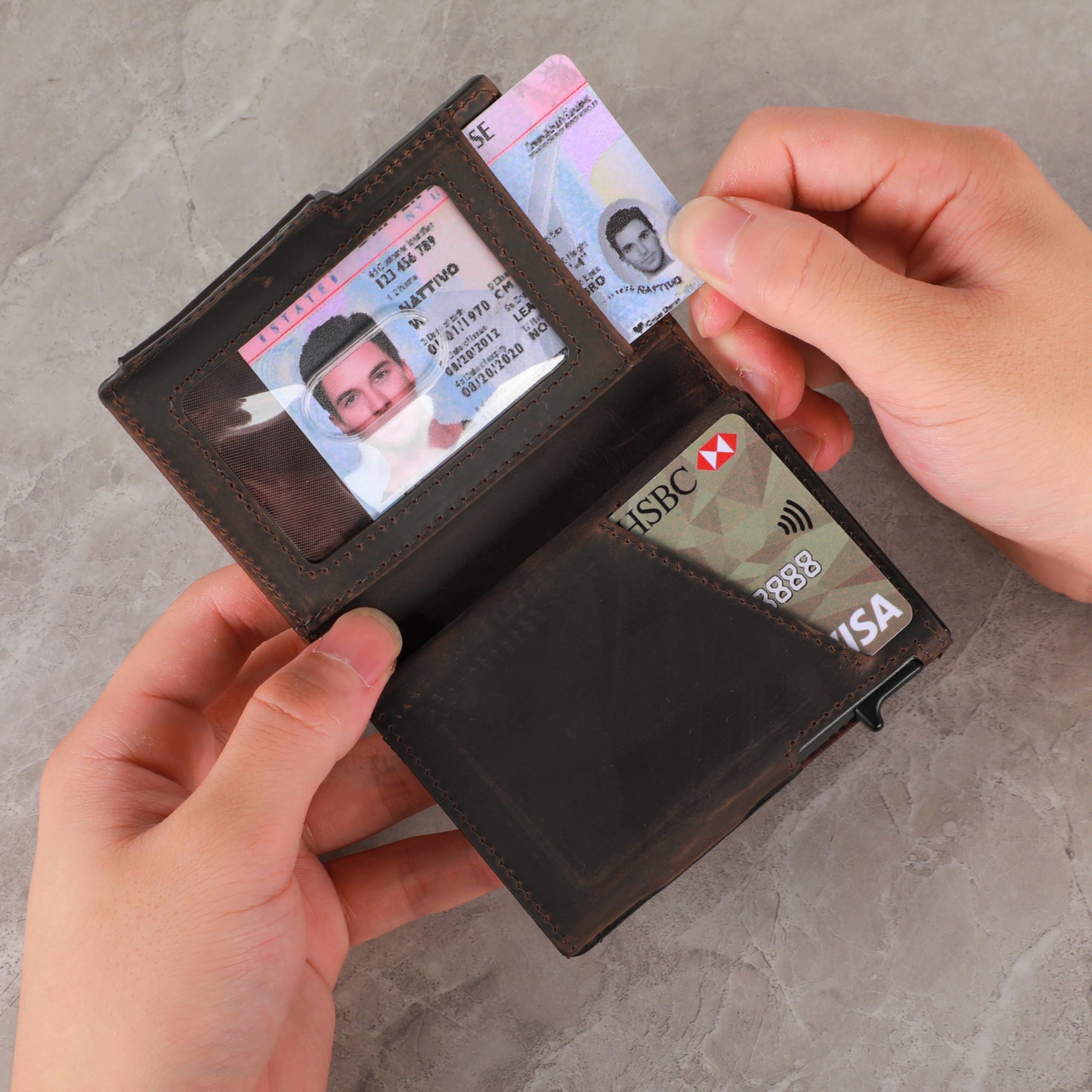 SparkMark RFID Credit Card Holder Wallet for Men | Magnetic Business Card Holder Case | Minimalist Pop Up Metal Wallet with Money Clip, Gift Box Included