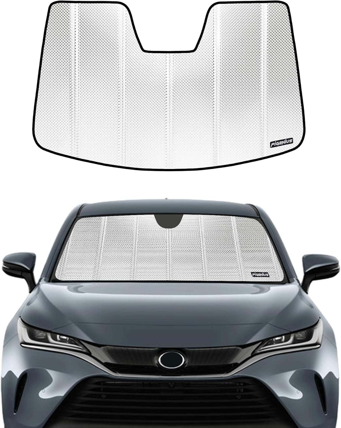 Windshield Sun Shade for Toyota Venza 2021-2024. Reflective Aluminum Film Front Window Sunshade - BLAZBLOCK